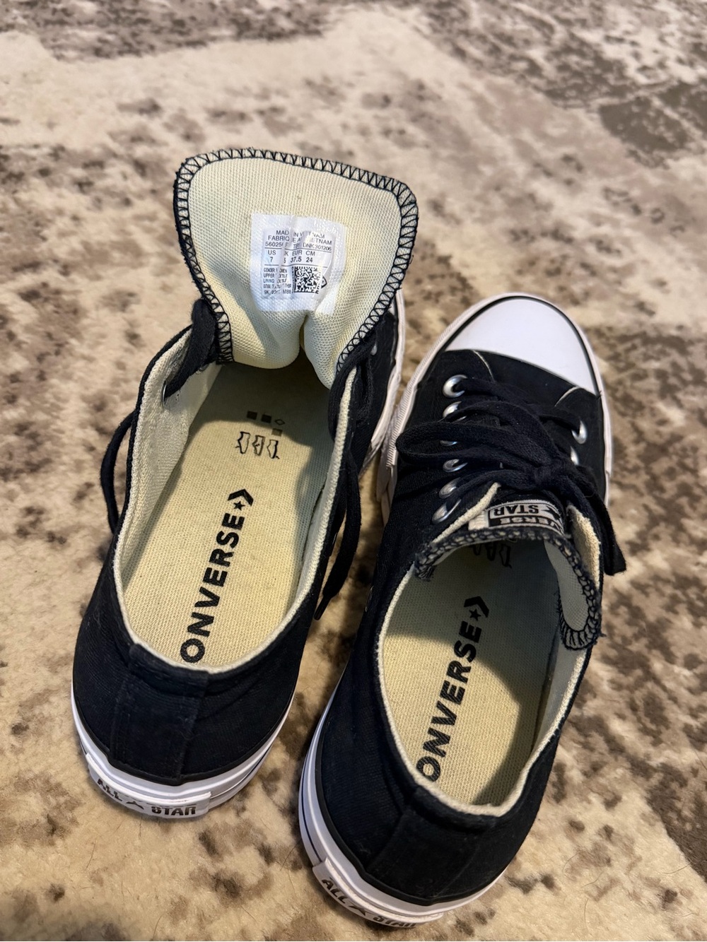 CONVERSE All Star Low-Top Canvas Platform Sneakers (Women’s 7) Black - Picture 4 of 7